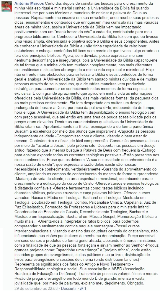 Depoimento Facebook 16